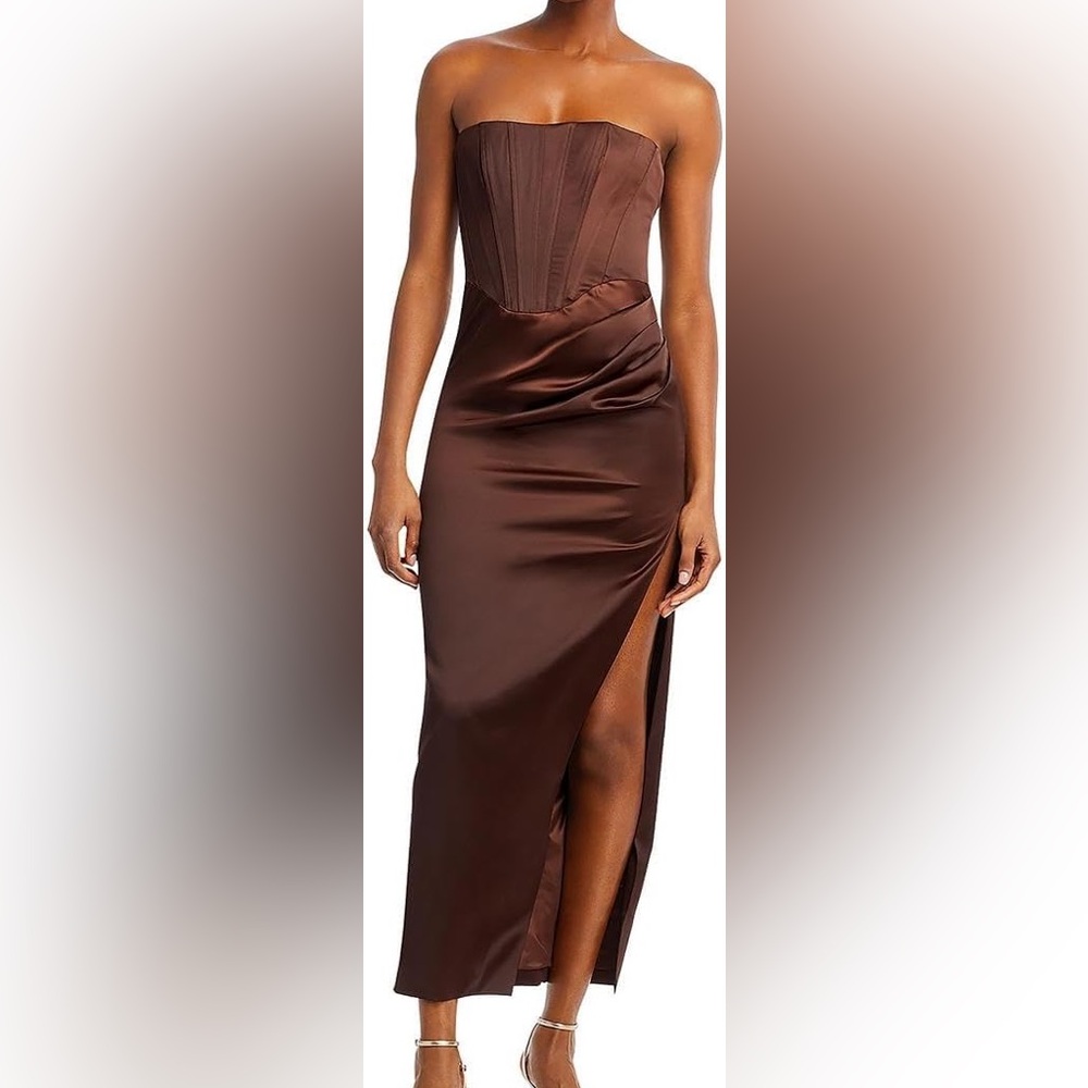 Bardot Strapless Brown Dress